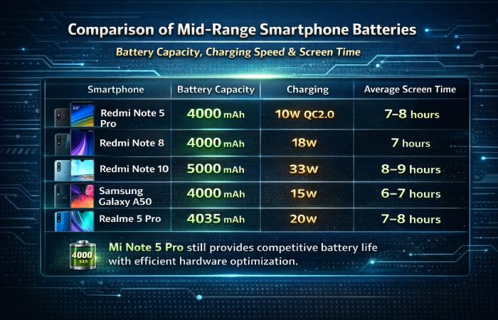 smartphone battery comparison infographic