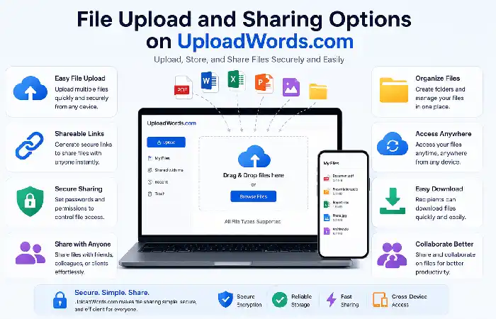 file upload and sharing of uploadwords.com